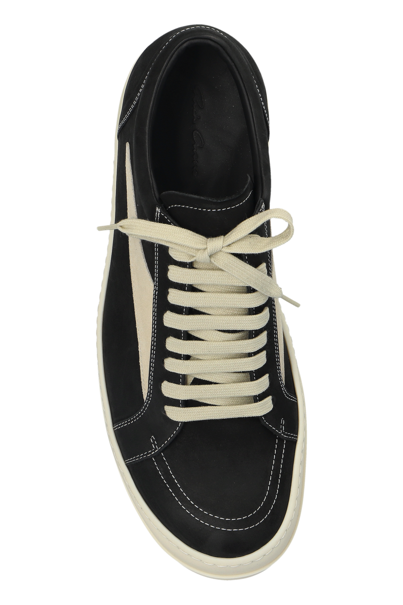 スニーカー Rick Owens Suede sneakers Black RICK OWENS Vintage suede-trimmed leather sneakers | NET-A-PORTER